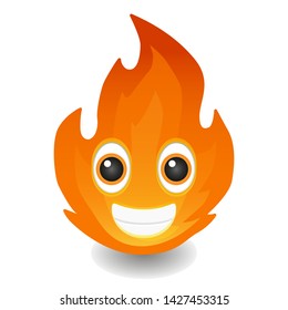 Fire Flame Face Red. Hot Small Flames Icon. Illustration Face Vector Design Art.