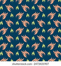 Fire flame favored trendy multicolor repeating pattern vector illustration design