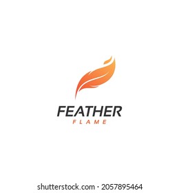 fire, flame, feather logo design vector