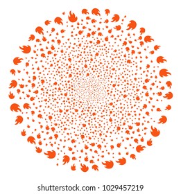 Fire Flame festive round cluster. Object pattern organized from scattered fire flame icons as exploding sphere. Vector illustration style is flat iconic symbols.