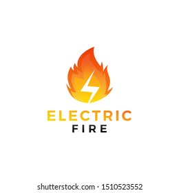 Fire flame Flash energy electric logo design concept