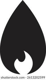 Fire flame flat icon. Bonfire silhouette logotype. Burning fire flame icon isolated on transparent background. Campfire element vector illustration.