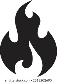 Fire flame flat icon. Bonfire silhouette logotype. Burning fire flame icon isolated on transparent background. Campfire element vector illustration.