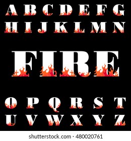 Fire Flame Font Caps Hot Vector Stock Vector (Royalty Free) 480020761 ...