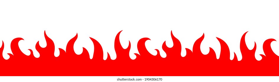 Fire flame frame border. Burning fire decoration element. Vector illustration