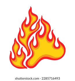 Fire flame, gas icon. Red volcano or bonfire symbol, hot campfire silhouette, oil energy, grill or eco, recycling, heat sign, solar temperature or plasma. Vector design element