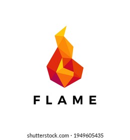 fire flame geometric polygonal logo vector icon illustration