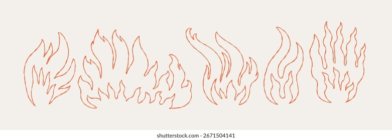 Fire Flame Grafitti Line Icon. Doodle Hot Logo. Grunge Vector Illustration