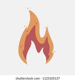 Fire flame with grunge texture. Vector illustration.