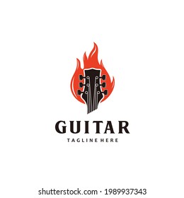 Fire flame guitar logo design inspiration