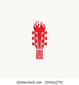 Fire flame guitar logo design icon vector inspiration