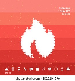 Fire, flame - halftone logo.