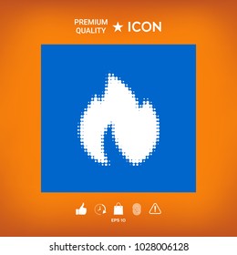Fire, flame - halftone logo.