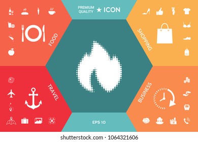 Fire, flame - halftone logo.