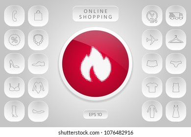 Fire, flame - halftone logo.