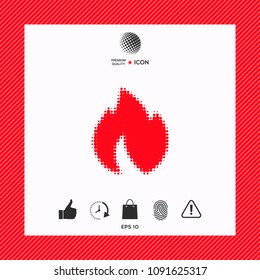 Fire, flame - halftone logo.