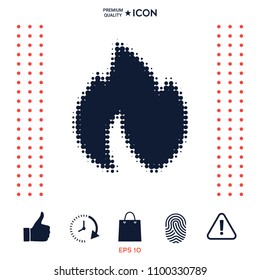 Fire, flame - halftone logo.