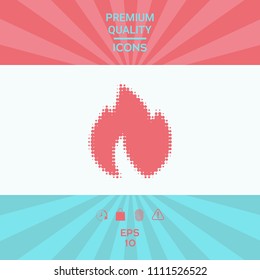 Fire, flame - halftone logo.