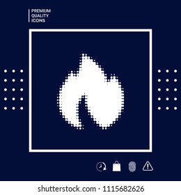 Fire, flame - halftone logo.