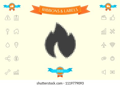 Fire, flame - halftone logo.