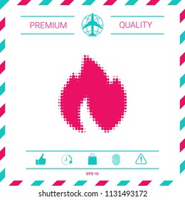 Fire, flame - halftone logo.