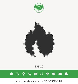 Fire, flame - halftone logo.