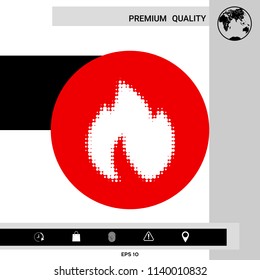Fire, flame - halftone logo.