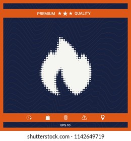 Fire, flame - halftone logo.