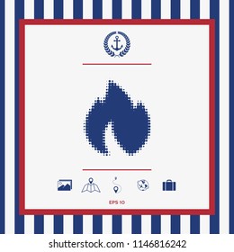 Fire, flame - halftone logo.