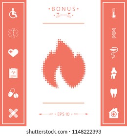 Fire, flame - halftone logo.