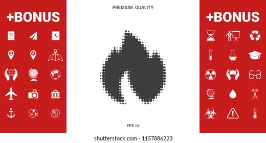 Fire, flame - halftone logo.