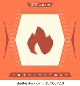 Fire, flame - halftone logo.