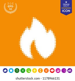 Fire, flame - halftone logo.