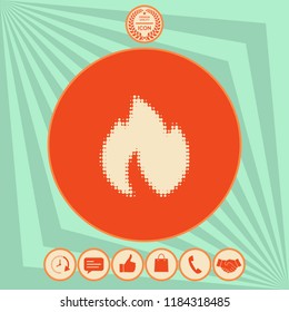 Fire, flame - halftone logo.