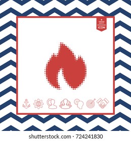 Fire, flame - halftone logo.