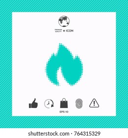 Fire, flame - halftone logo.