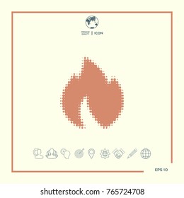 Fire, flame - halftone logo.