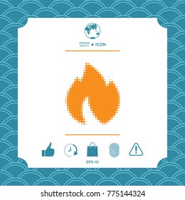 Fire, flame - halftone logo.