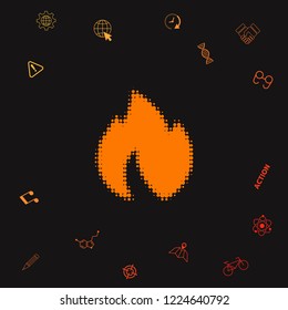 Fire, flame - halftone logo. Graphic elements for your design