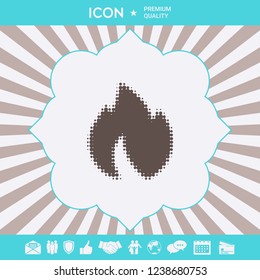 Fire, flame - halftone logo. Graphic elements for your design