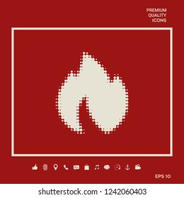 Fire, flame - halftone logo. Graphic elements for your design