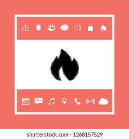 Fire, flame - halftone logo. Graphic elements for your design