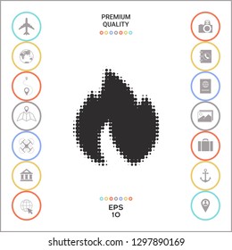 Fire, flame - halftone logo. Graphic elements for your design
