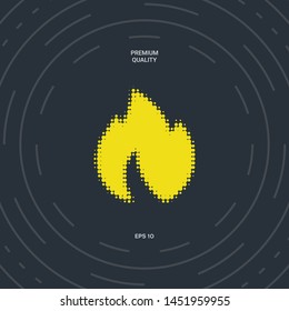 Fire, flame - halftone logo. Graphic elements for your design
