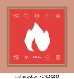 Fire, flame - halftone logo. Graphic elements for your design