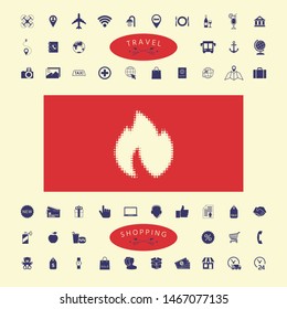 Fire, flame - halftone logo. Graphic elements for your design