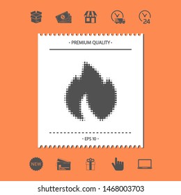 Fire, flame - halftone logo. Graphic elements for your design