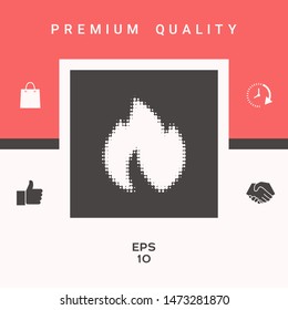 Fire, flame - halftone logo. Graphic elements for your design