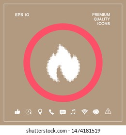 Fire, flame - halftone logo. Graphic elements for your design