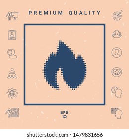Fire, flame - halftone logo. Graphic elements for your design